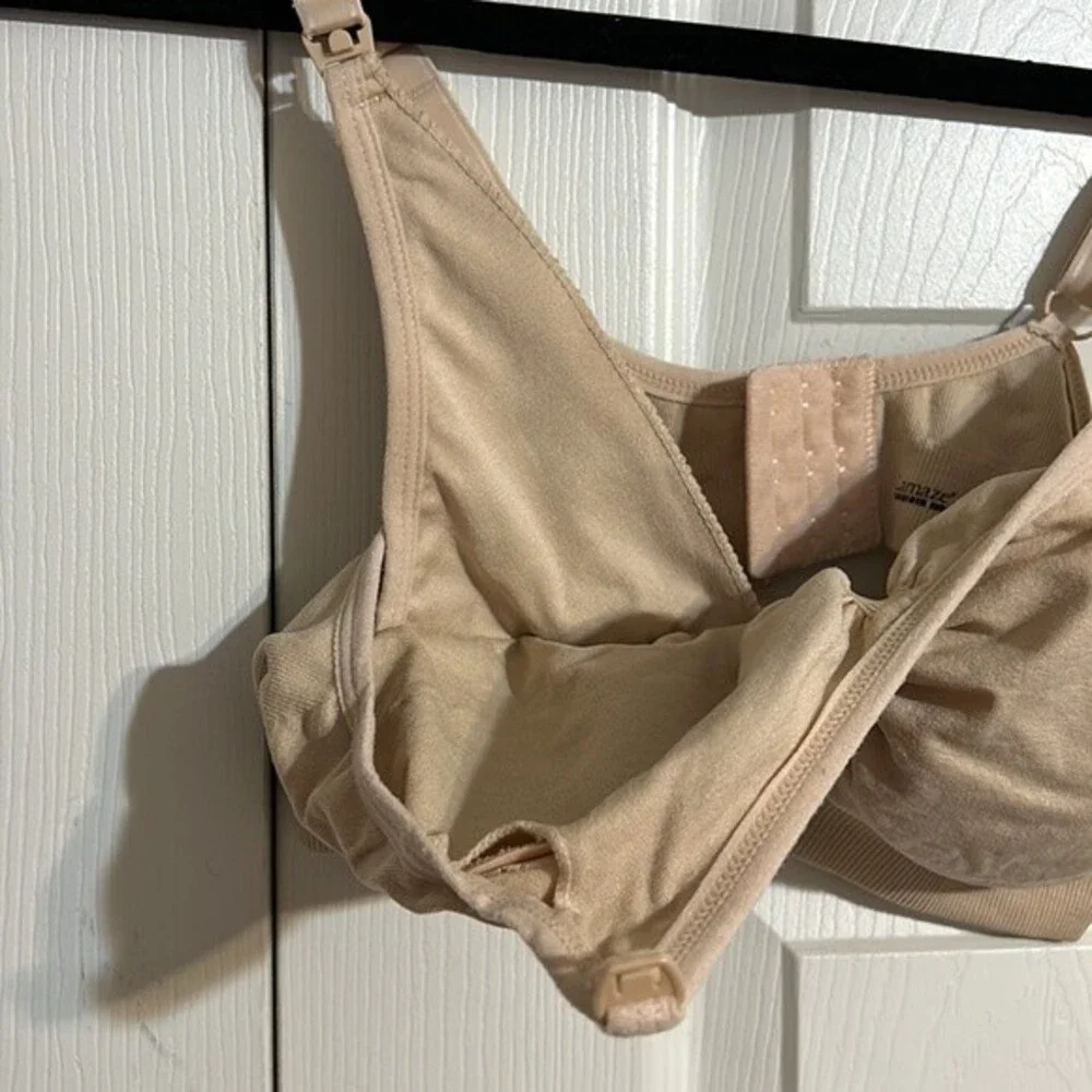 LAMAZE Size X-Large Tan Nude Full Coverage Nursing Maternity Bra Adjustable